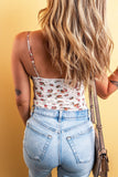 Floral Frilled Trim Spaghetti Straps Bodysuit - Trendsi
