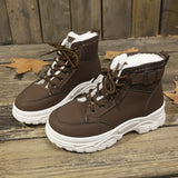 Plush Lining Lace Up Boots - Trendsi - Flyclothing LLC