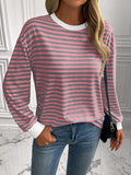 Ivy Lane Striped Round Neck Long Sleeve Sweatshirt - Trendsi - Flyclothing LLC