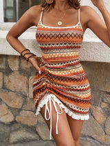 Backless Square Neck Mini Knit Dress - Trendsi - Flyclothing LLC