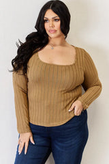 Basic Bae Full Size Ribbed Long Sleeve T-Shirt - ShopBasicbae - Flyclothing LLC