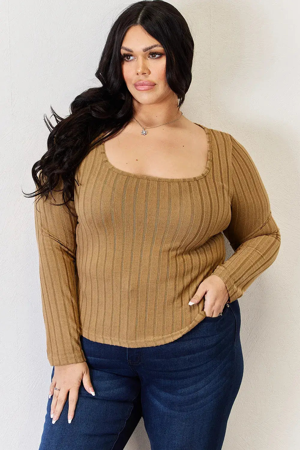 Basic Bae Full Size Ribbed Long Sleeve T-Shirt - ShopBasicbae - Flyclothing LLC