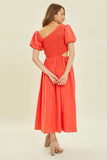 HEYSON Smocked Cutout Midi Dress - Trendsi - Flyclothing LLC