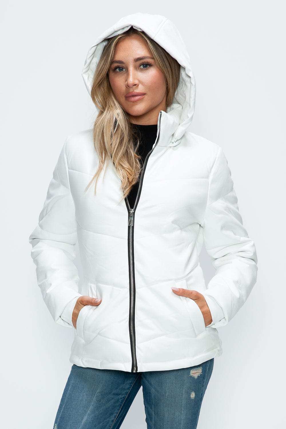 How Dare U Pocketed Zip Up Puffer Jacket with Removable Hood - Trendsi - Flyclothing LLC