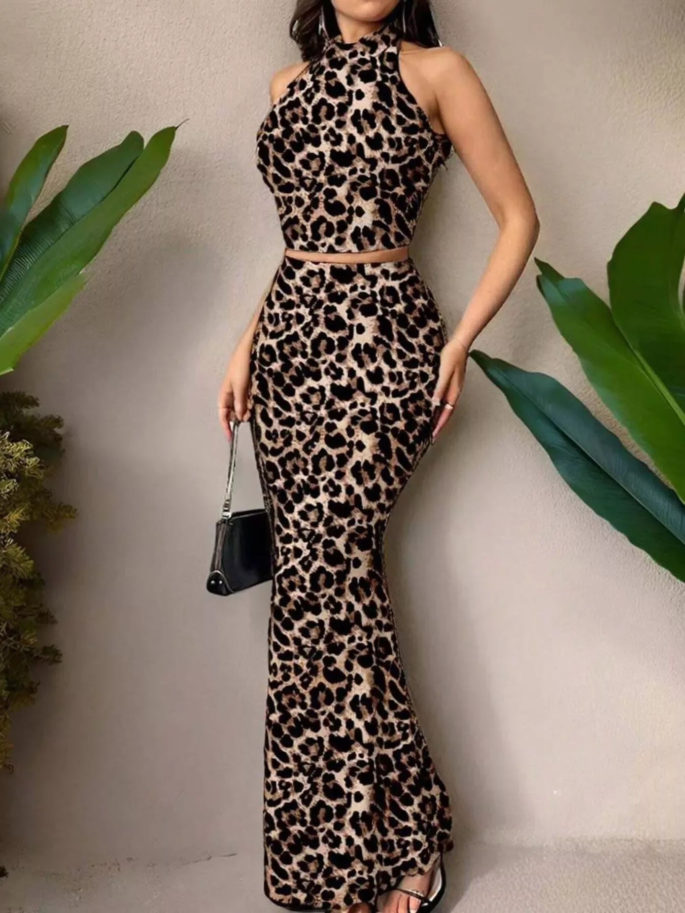 Tie-Dye Halter Top and Mermaid Skirt Set - Trendsi - Flyclothing LLC