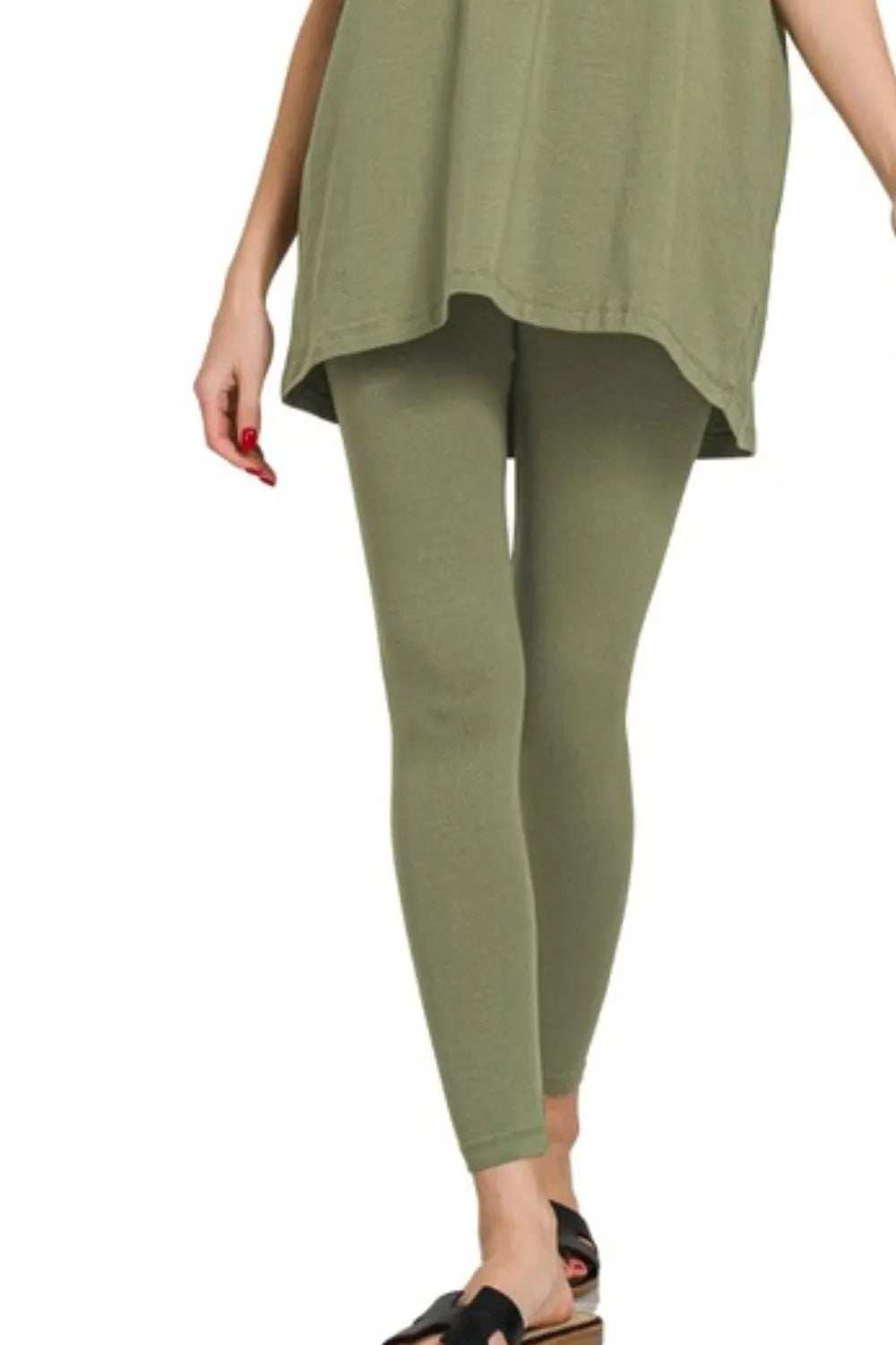Zenana Cotton Round Neck Top & Legging Set - Trendsi - Flyclothing LLC