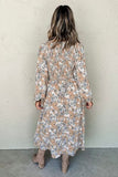 Printed V-Neck Long Sleeve Dress - Trendsi