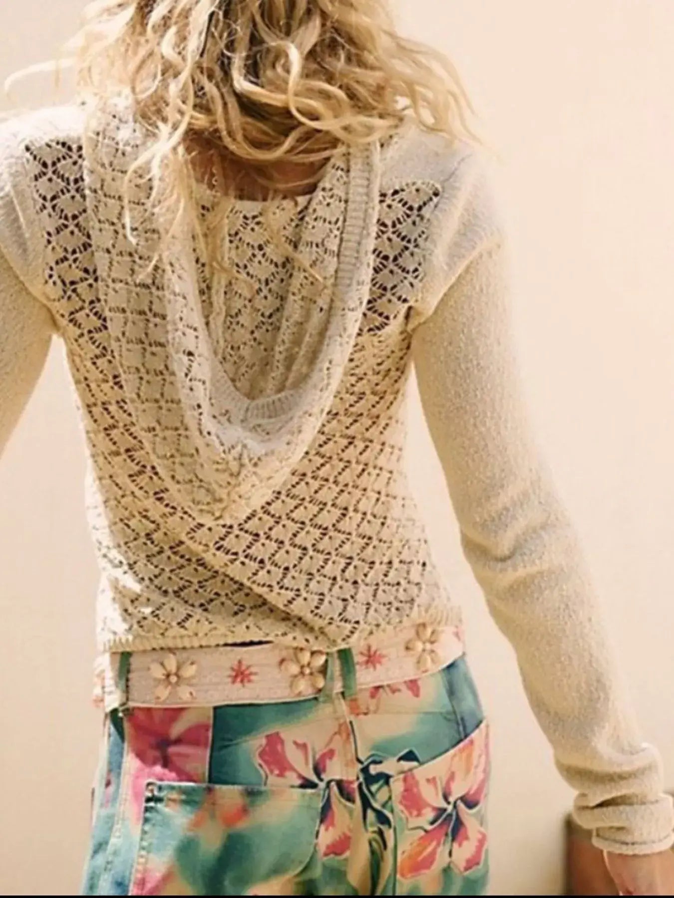 Crochet Detail Hooded Knit Top - Trendsi - Flyclothing LLC
