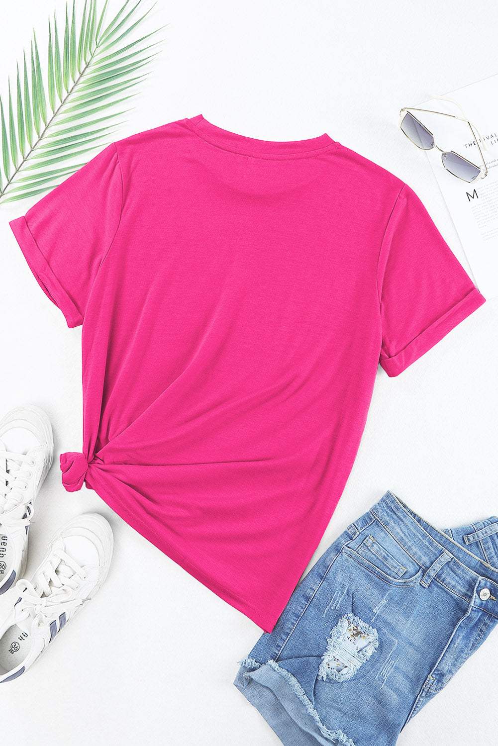 Flower Round Neck Short Sleeve T-Shirt - Trendsi - Flyclothing LLC