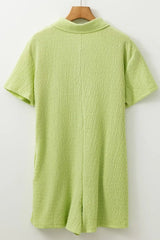 Textured Short Sleeve Patched Pocket Buttoned Romper - Trendsi - Flyclothing LLC