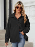 Button Up Dropped Shoulder Long Sleeve Outerwear - Trendsi - Flyclothing LLC