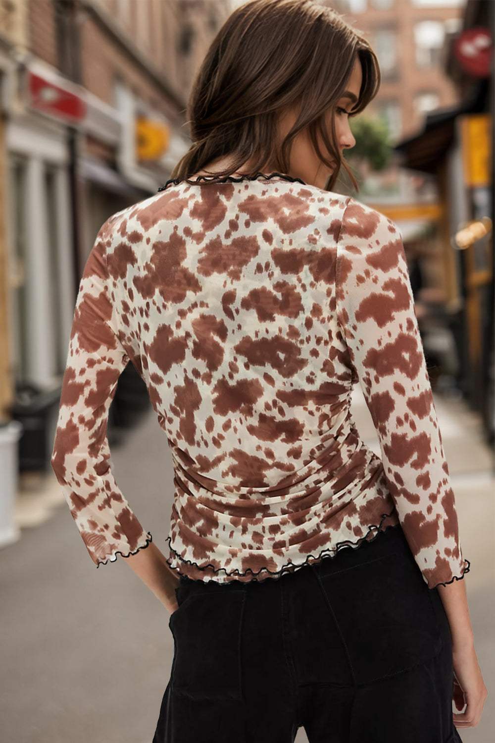 Oh Full Size Animal Print Button Down Plunge Top - Trendsi - Flyclothing LLC