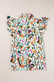 Abstract Print Ruffle Sleeve Blouse - Trendsi