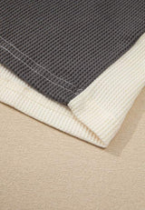 Waffle-Knit Two-Tone Long Sleeve Hoodie - Trendsi - Flyclothing LLC