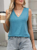 Classic V-Neck Sleeveless Tank Top - Trendsi - Flyclothing LLC