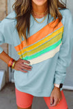 Contrast Round Neck Long Sleeve Sweatshirt - Trendsi