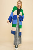 Davi & Dani Color Block Kimono Sleeve Open Front Cardigan - Trendsi