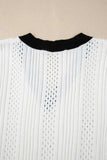 Contrast Trim Eyelet Knit V Neck Sweater Vest - Trendsi - Flyclothing LLC