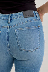 Judy Blue Full Size Mid Rise Slim Bootcut Tummy Control Release Hem Jeans Plus Size - Trendsi - Flyclothing LLC