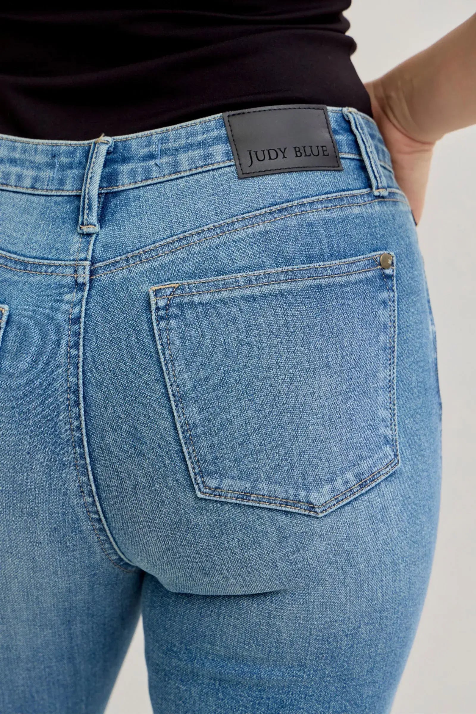 Judy Blue Full Size Mid Rise Slim Bootcut Tummy Control Release Hem Jeans Plus Size - Trendsi - Flyclothing LLC