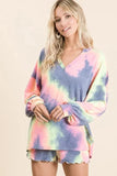 BiBi Tie Dye French Terry Top and Shorts Set - Trendsi