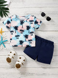 Children's Tropical Palm Tree Print Outfit Set - Trendsi - Flyclothing LLC