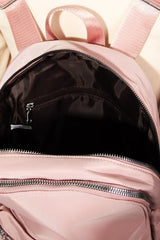 Fame Adjustable Strap Nylon Backpack Bag with Side Pockets - Trendsi