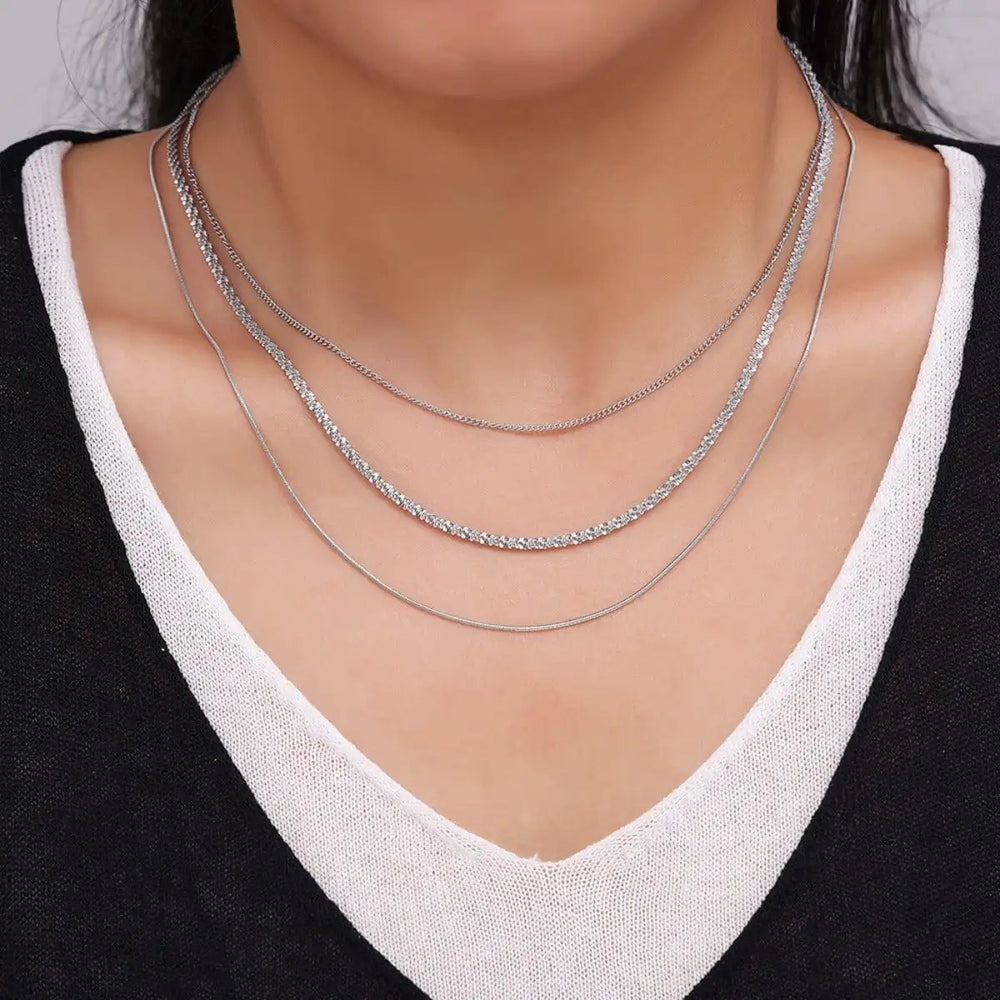 Titanium Steel Three-Layered Necklace - Trendsi