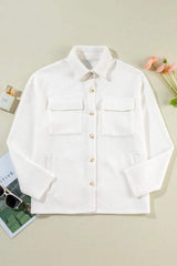Button Up Long Sleeve Shacket - Trendsi - Flyclothing LLC