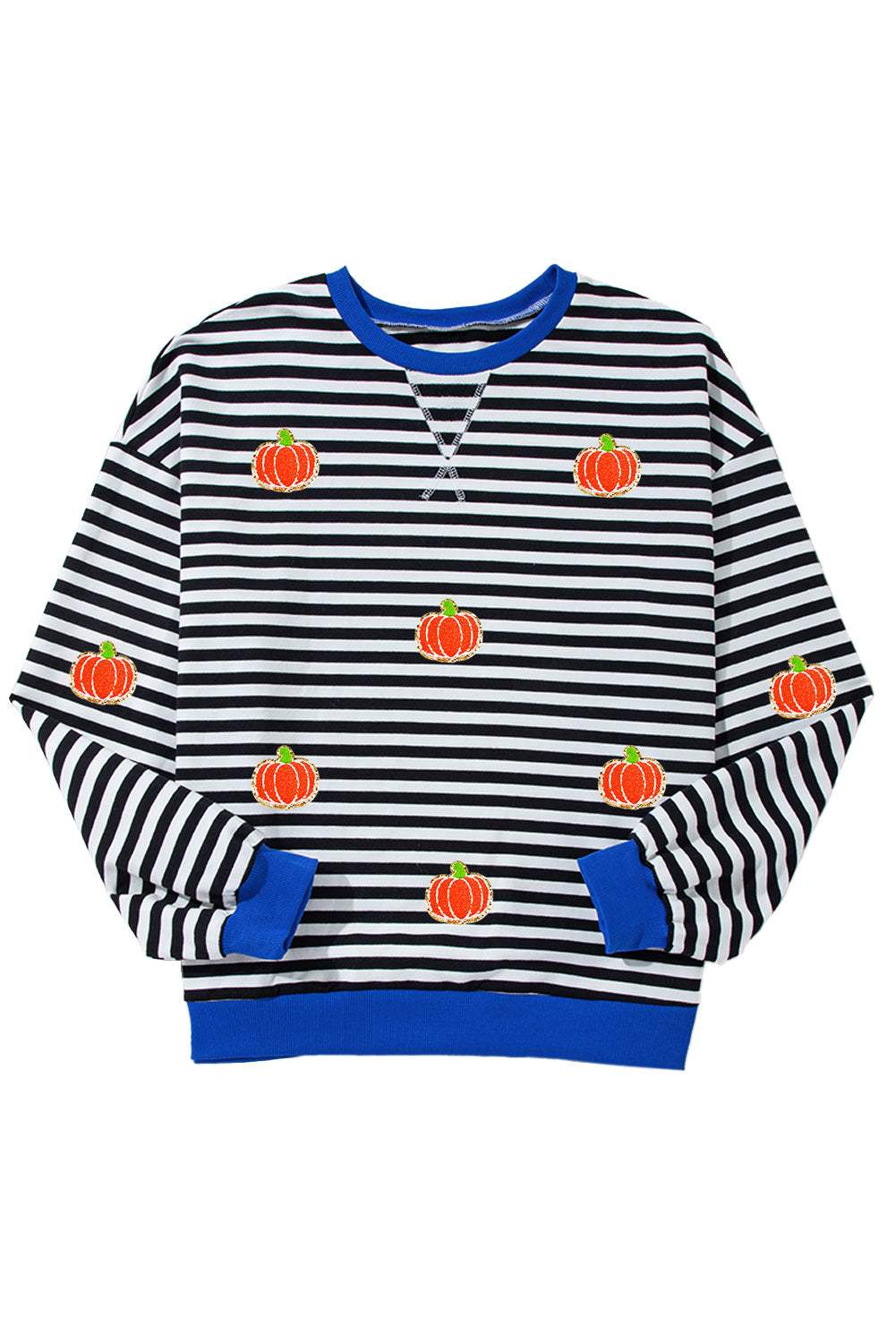 Pumpkin Striped Long Sleeve Sweatshirt - Trendsi - Flyclothing LLC