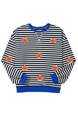 Pumpkin Striped Long Sleeve Sweatshirt - Trendsi - Flyclothing LLC