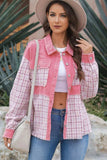 Plaid Button Up Long Sleeve Jacket - Trendsi - Flyclothing LLC