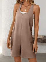 Mandy Pocketed Racerback Wide Strap Romper - Trendsi - Flyclothing LLC