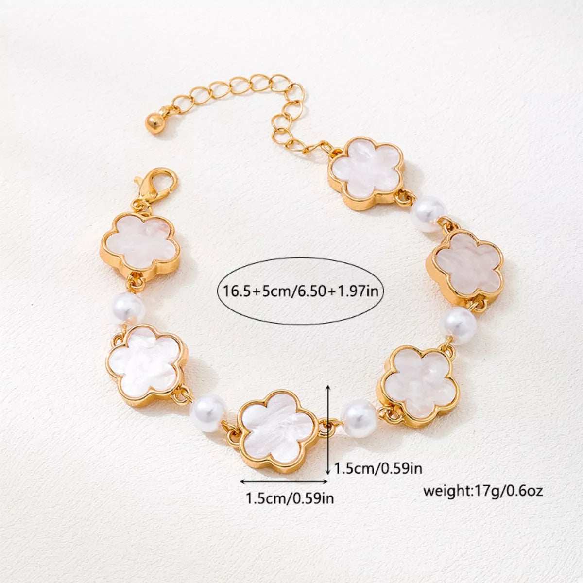 18k Gold-Plated Alloy Flower Bracelet - Trendsi - Flyclothing LLC