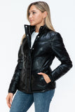 Snobbish Pocketed Zip Up Turtleneck Puffer Jacket - Trendsi