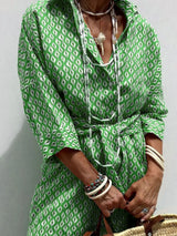 Full Size Printed Button-Down Midi Dress Plus Size - Trendsi - Flyclothing LLC