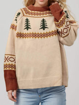 Graphic Round Neck Long Sleeve Sweater - Trendsi - Flyclothing LLC
