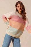 SO ME Multi Color Block Long Sleeve Sweater - Trendsi - Flyclothing LLC