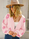 Angel Wings Flower Open Front Long Sleeve Cardigan - Trendsi - Flyclothing LLC