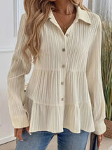 Striped Button-Down Tiered Shirt - Trendsi - Flyclothing LLC