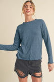 Aemi + Co Lettuce Hemline Round Neck Raglan Sleeve T-Shirt - Trendsi