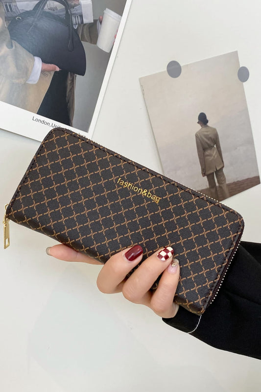 PU Leather Plaid Wallet - Trendsi