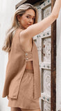 Full Size Button Up Top and Shorts Set - Trendsi