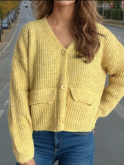 Button Down Long Sleeve Cardigan - Trendsi