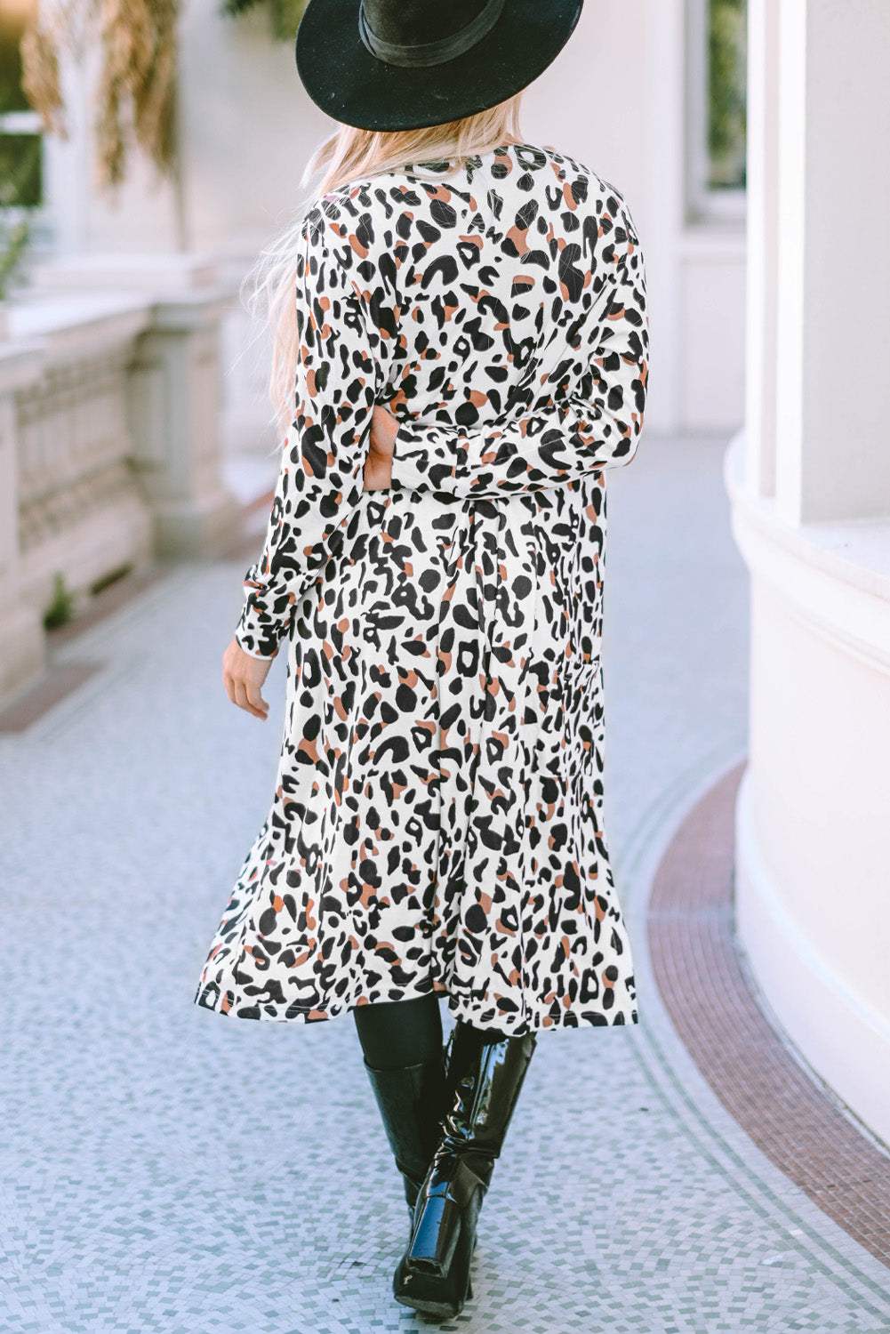 Leopard Open Front Long Sleeve Cover Up - Trendsi - Flyclothing LLC
