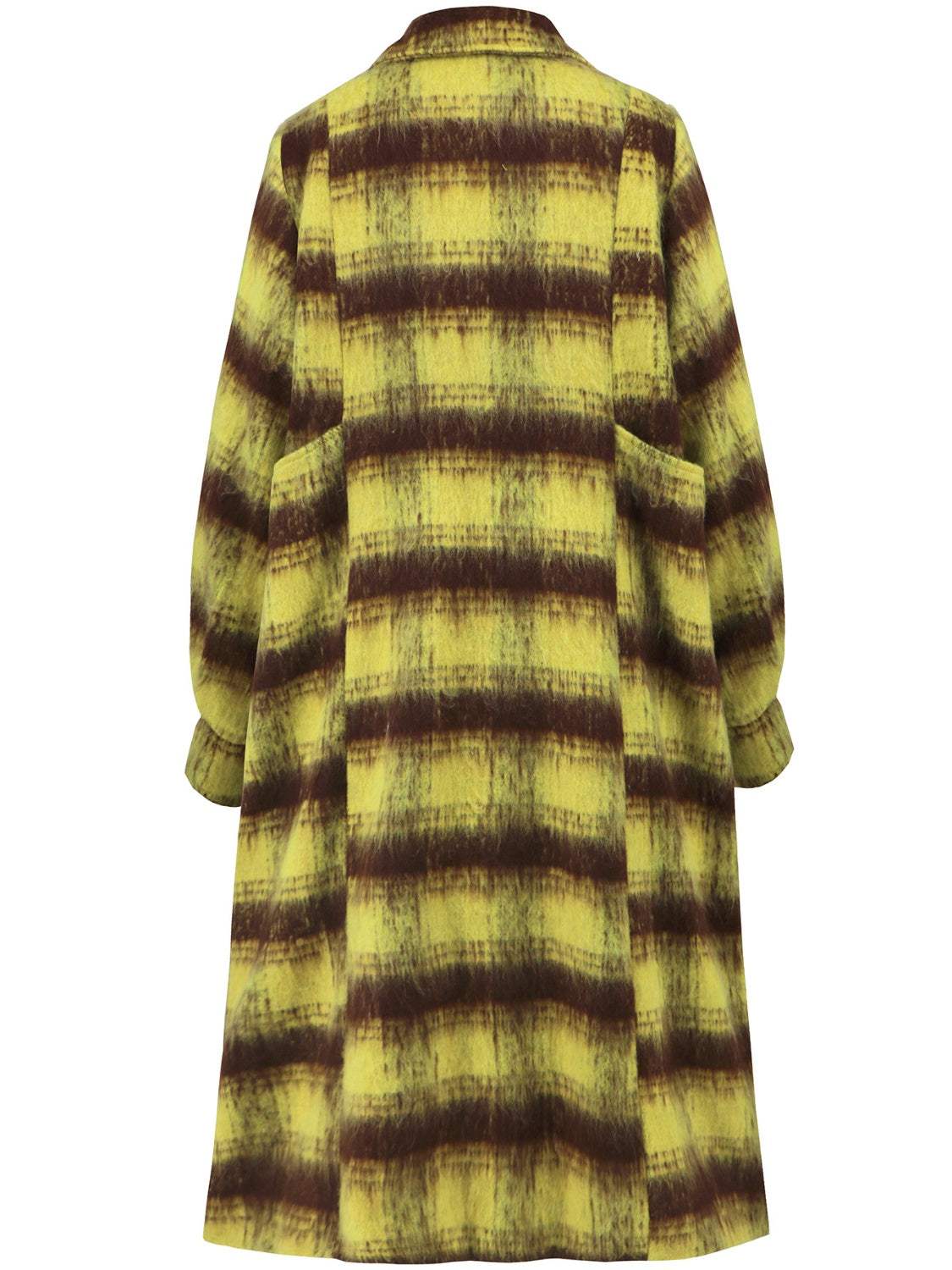 Contrast Double-Breasted Long Sleeve Longline Coat - Trendsi - Flyclothing LLC