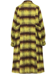 Contrast Double-Breasted Long Sleeve Longline Coat - Trendsi