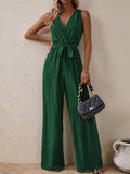 Tied Surplice Sleeveless Wide Leg Jumpsuit - Trendsi - Flyclothing LLC