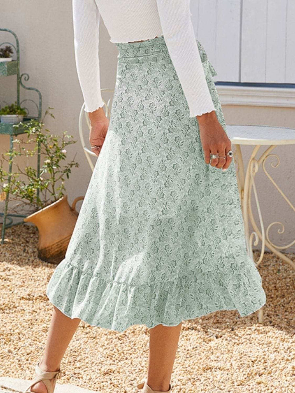 Printed Ruffled Midi Skirt - Trendsi - Flyclothing LLC