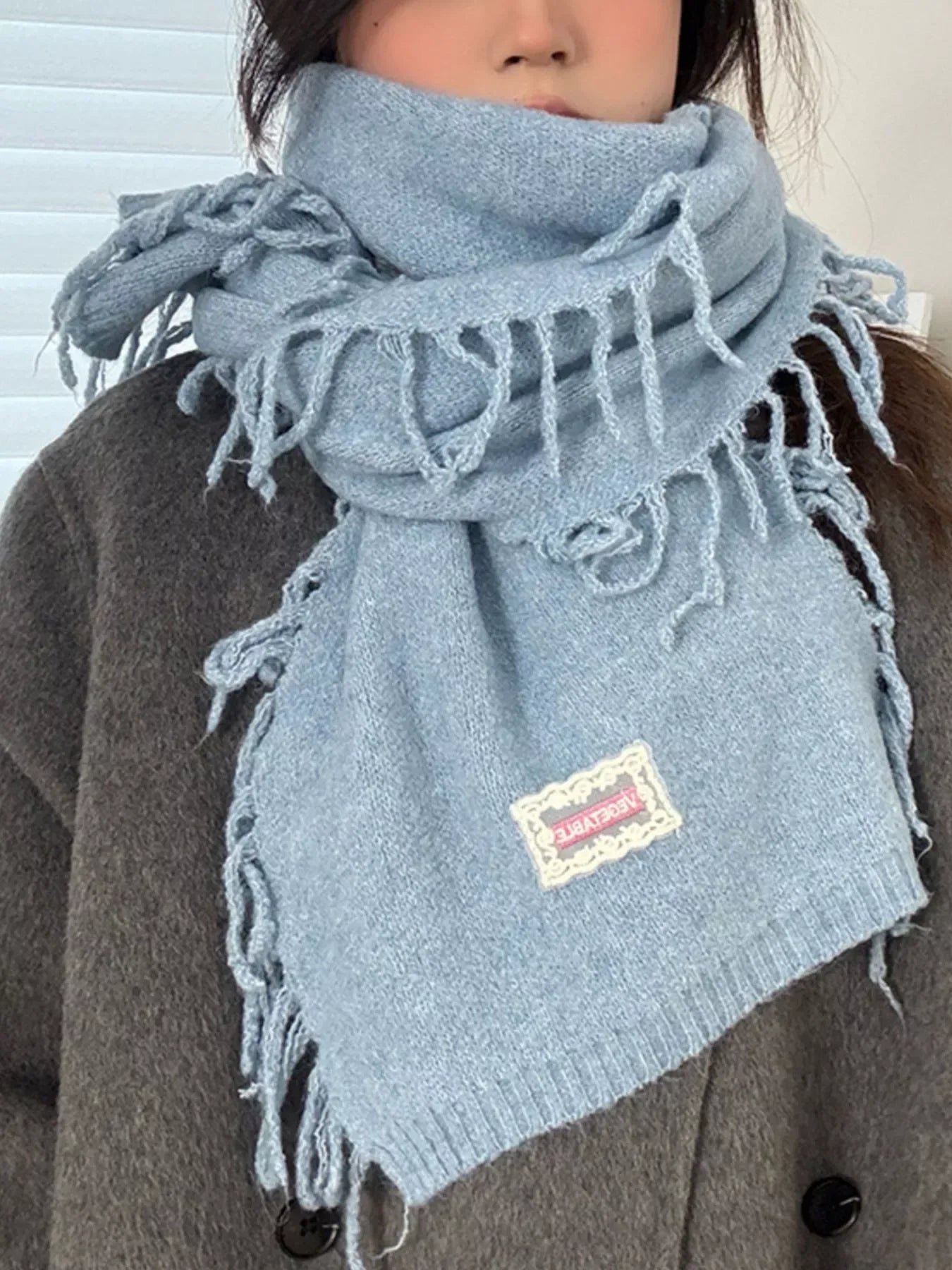 Knitted Fringe Scarf - Trendsi - Flyclothing LLC
